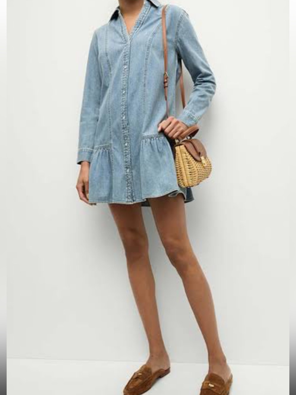 NWT Women’s Sz. 8 Veronica Beard Denim Catherine Dress - Pebble Stone